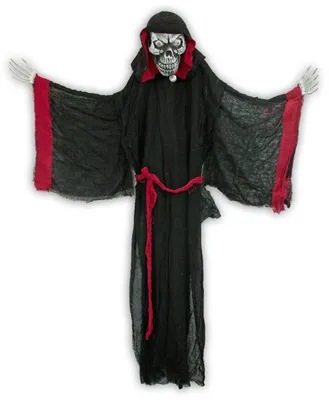Produktbild von Halloween Dekoration Vampir mit Totenkopf animiert 155 cm | Standfigur mit Licht & Sound