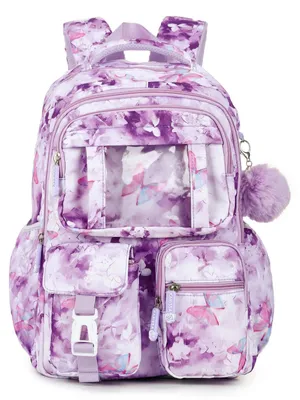 Image de Sac à dos à motifs de papillons pour filles, sac à dos scolaire léger avec grande capacité