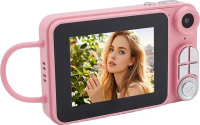 Productafbeelding van Roseate Digitale Camera, autofocus, 4K, 48MP, lens voor en achter, beeldstabilisatie, 18x zoom, SD-kaartslot, geschikt voor reizen, feesten, afstudeerfoto's en selfies. Roseate