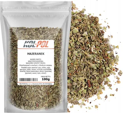 Zdjęcie produktu dla MAJERANEK 100g Suszony aromatyczny naturalna przyprawa jakość Kol-Pol