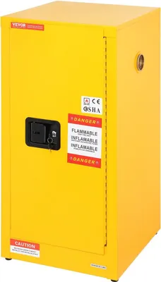 Produktbild von Sicherheitsschrank für brennbare Stoffe, 16 Gallonen, kaltgewalzter Stahl, Aufbewahrungsschrank für brennbare Flüssigkeiten, 18,1 x 18,1 x 35,4 Zoll, explosionsgeschützt, mit 2 verstellbaren Einlegeböden, 1 Tür, für gewerbliche und industrielle Nutzung, gelb