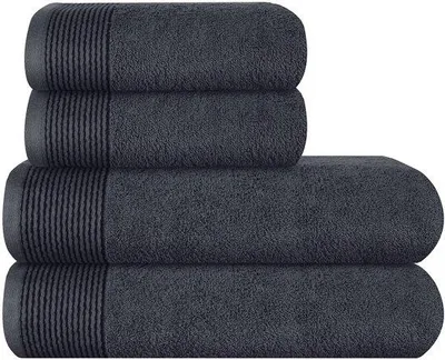 Productafbeelding van Ibenzoa® 4-delige handdoekenset, gemaakt van 100% katoen – 2x 70x140 cm en 2x 50x90 cm, zacht en absorberend, stijlvol grijs voor dagelijks gebruik