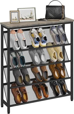 Imagen del producto de Estantería para zapatos de 5 niveles, inclinada, de 75x20x105 cm, con estante de madera, ideal para recibidores
