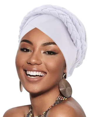 Zdjęcie produktu dla Turban damski z warkoczem, nakrycie głowy, czapka dla osób po chemioterapii, chusta na głowę, czapka do spania, poliester, uniwersalny rozmiar, 1 sztuka