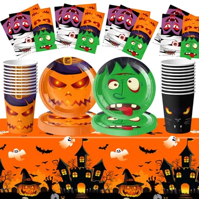 61-teiliges Halloween-Geschirrset für 20 Gäste