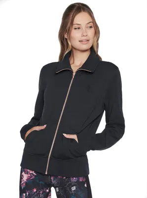 Produktbild von Skechers Hoodless Hoodie Skechcloud Jacket WJA288-BLK, Sweatshirt, Damen, Schwarz