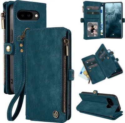 Produktbild von Handy Hülle für Google Pixel 9a Geldbeutel Geldbörse RFID Schutz Klapphülle Cover Schutzhülle Wallet Farbe: Petrol
