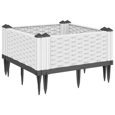 Produktbild von vidaXL Pflanzkasten mit Erdspießen Weiß 42,5x42,5x28,5 cm PP
