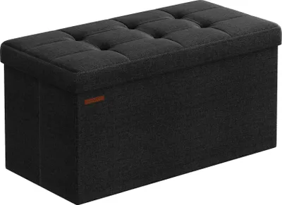 Produktbild von SONGMICS 76cm Sitzbank mit Stauraum, klappbare Sitztruhe, Fußbank, schwarz