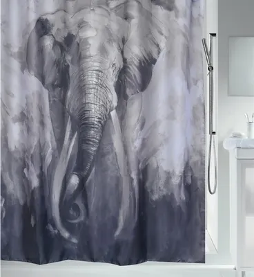 Produktbild von Spirella Anti-Schimmel Duschvorhang - Anti-Bakteriell, waschbar, wasserdicht, Polyester, „Elefant“ 180x200cm