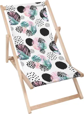 Produktbild von Dreamroots Liegestuhl klappbar Holz bis zu 130 kg, Sonnenliege klappbar mit 3-stufiger Neigungsregulierung der Rückenlehne, Abstract Leafy Circles