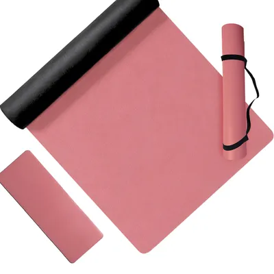 Immagine prodotto di Tappetino da yoga Relaxdays, spessore 5 mm, 68 x 183 cm, con tracolla, antiscivolo, in PU, tappetino sportivo per yoga, pilates e fitness, colore rosa, Immagine generata dall'IA