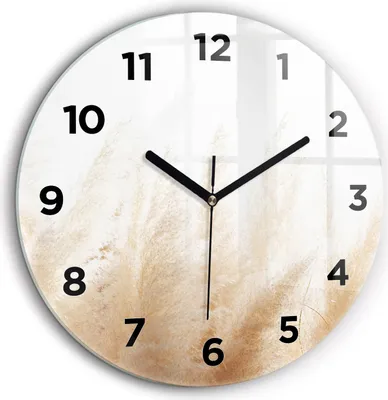 Produktbild von Wallfluent Große Wanduhr – Stilles Quarzuhrwerk - Uhr Dekoration Wohnzimmer Schlafzimmer Küche - Zifferblatt - schwarze Zeiger - 60 cm - Getreideähre