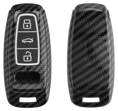 Produktbild von kwmobile Autoschlüssel Hülle kompatibel mit Audi A6 A7 A8 Q7 Q8 3-Tasten Autoschlüssel Keyless - Hardcover Schutzhülle Schlüsselhülle Cover in Schwarz