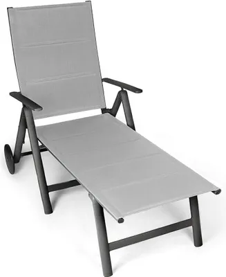 Produktbild von Vanage Garten-Sonnenliege Aluminium klappbar höhenverstellbare Rückenlehne wetterfest grau 139 x 74 x 38 cm VG-3377