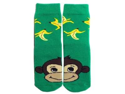 Produktbild von Kinder ABS-Socken aus Baumwolle Ferne Reise Grün Affe Größe 23-26