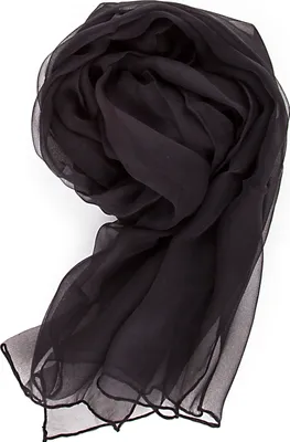 Produktbild von Seidenschal Halstuch Schal Chiffon schwarz Seide 180x55cm