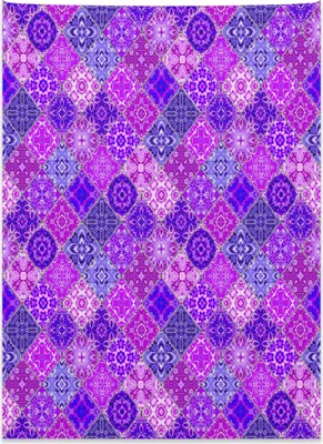 Produktbild von Abakuhaus orientalisch Wandteppich, Traditionelle Vintage Fliesen aus Weiches Mikrofaser Stoff Kein Verblassen Klare Farben Waschbar, 110 x 150 cm, Mehrfarbig