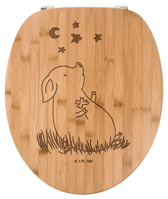 Produktbild von Mr. & Mrs. Panda Holz Klodeckel Schwein Glück - Transparent - Geschenk, Schweinchen, Toilettendeckel, WC-Brille, Bambus, Motivation, WC Brille, Sitz, Aus, Glücksbringer