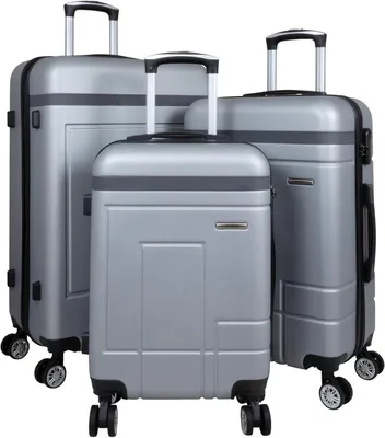 Produktbild von ABS Hartschalen Koffer Set M,L,XL Gepäck Trolley aufrecht rollbar Luzern Silber