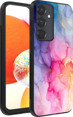Produktbild von Smartphonica Handytasche passend für Samsung Galaxy A14 mit Marmordruck - TPU Rückseitenschutzhülle Marmordesign - Regenbogen