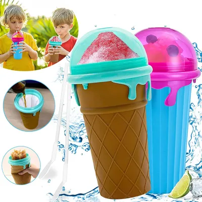 Produktbild von Slush Becher 2-teiliges Set,Silikon Squeeze Cup Slush Eis Becher zum Kneten Smoothie Pinch Ice Cup DIY Slushy Maker Cup