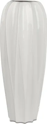 Produktbild von Bodenvase BASIC rund mit Relief weiß H. 46cm Keramik Formano