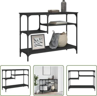 Immagine prodotto di The Living Store Tavolo consolle con ripiani nero 100x35x75 cm