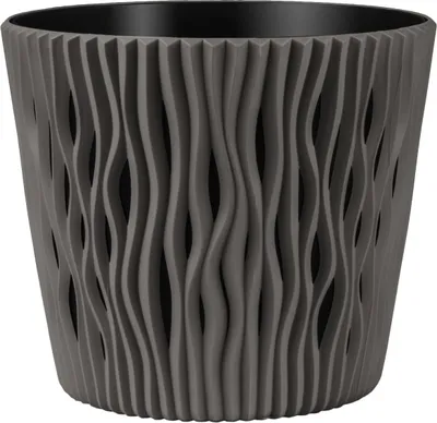 Obrázok produktu pre Kvetináč SANDY ROUND DSR260 sivý plastový kvetináč ⌀ 26cm vložka