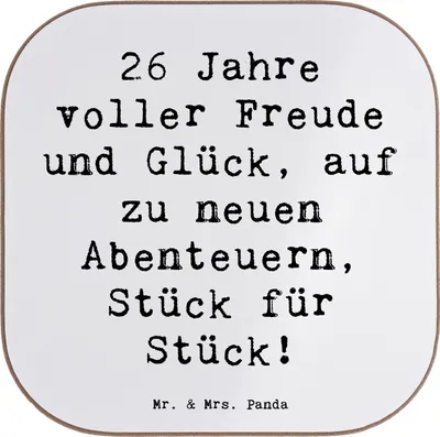 Produktbild von Mr. & Mrs. Panda Untersetzer für Gläser Spruch 26. Geburtstag Abenteuer - Weiß - Geschenk, Tassen, Tassenuntersetzer, gläseruntersetzer, Tischuntersetzer, Happy Birthday