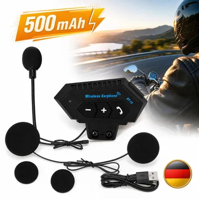 Image de Casque de moto avec casque Bluetooth, oreillette, système mains libres pour moto