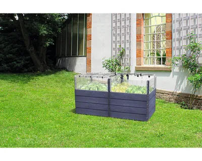 Produktbild von Hochbeet klassisch GARANTIA Ergo Quadro Turbo Plus 2 L 80 inkl. Flora-Wassersparsystem 160 x 80 x 80 cm stone