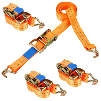 Produktbild von 4 Spanbänder für den Autotransport – 38 mm breit, 3 m lang, mit einer Zugkraft von 3 Tonnen, orange
