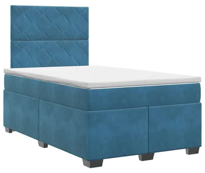 Obrázok produktu pre vidaXL Box spring posteľ s matracom s čelom modrá 120 x 190 cm zamat