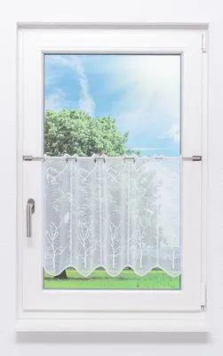 Produktbild von Scheibengardine Plauener Spitze - Baum (Bx H) 129,6cm * 50cm weiß/Weiß