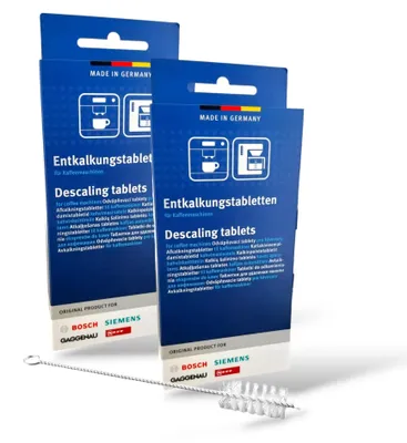 Obrázek produktu pro Tablety na odstranění vodního kamene pro kávovary, 6 kusů, včetně čisticího kartáče