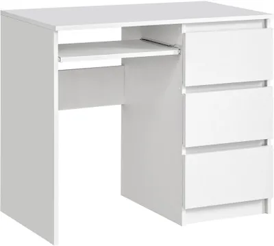 Zdjęcie produktu dla Biurko RADEK 90 cm białe komputerowe 3 szuflady prawe laminowane