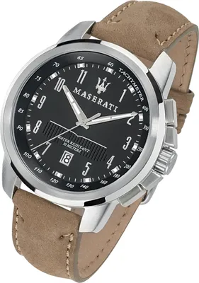 Produktbild von Maserati Herren Uhr Successo Analog Quarzwerk Leder Armband beige UMAR8851121004