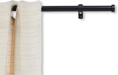 Image de Tringle à rideau réglable, de 125 à 240 cm, de couleur noire, pour fenêtres