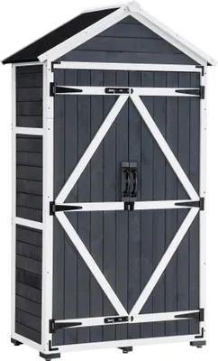 Produktbild von MCombo Gartenschrank Geräteschuppen Werkzeugschrank Outdoor-Schrank Gartenbox mit Satteldach aus Holz  1000EY