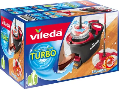 Obrázek produktu pro Sada mopů Vileda Turbo Easy Wring & Clean včetně rotačního a nožního pedálu, barva šedá
