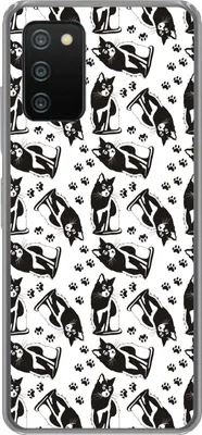 Produktbild von MuchoWow® Handyhülle Schutzhülle Hülle für Telefoonhoesje Samsung Galaxy A03s Muster - Katze - Schwarz - Weiß - Jungen - Mädchen - Kinder - Kind Silikon Softcase Handy Hülle - Schutz