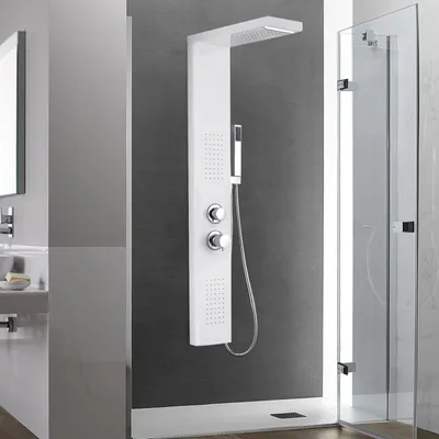 Obrázek produktu pro LZQ Sprchový panel Sprchový systém z nerezové oceli Kartáčovaná sprchová armatura Sprchová souprava s dešťovou sprchou, masážní sprchou, vodopádovou sprchou, ruční sprchou Bílá