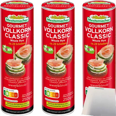Produktbild von Mestemacher Gourmet Vollkorn Classic 3er Pack (3x250g Rolle) + usy Block