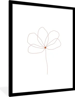 Produktbild von MuchoWow® Gerahmtes Poster Blume - Strichzeichnung - Natur 60x80 cm - Poster mit Schwarzem Bilderrahmen Wandposter Rahmen Foto Bilder - Wohnzimmer - Dekorationen - Prämie