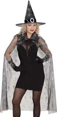 Immagine prodotto di Set di costumi da strega | mantello e cappello da strega glitterati - nero argento