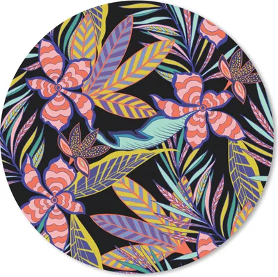 Produktbild von MuchoWow® Mauspad Mousepad Hawaii - Regenbogen - Blumen - Blätter - Psychedelisch 20x20 cm - Mousepads - Maus Mat - Pad - Mausunterlage - Schreibtischmatte