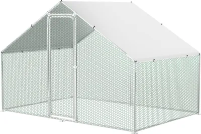 Image de Jayseuw Poulailler 3x2x2m Poulailler pour petits animaux Enclos pour petits animaux Volière Enclos libre Cage à poules Poulailler Cadre en acier galvanisé avec toit