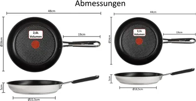 Produktbild von Tefal Jamie Oliver J90929 Induktionspfannen-Set 4-tlg. – 24cm & 28cm Bratpfannen, Titanium Excellence Antihaft, Ofenfest, Thermo-Spot