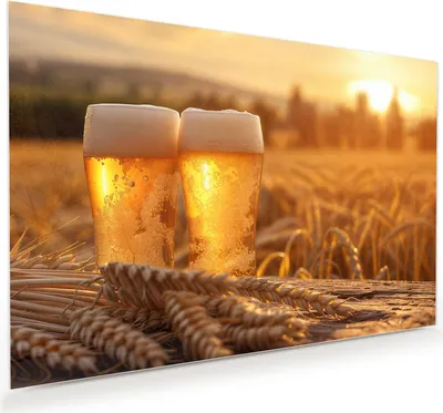 Produktbild von Glasbild 45x30cm in XXL für Wohnzimmer, Schlafzimmer Motiv Sonnenuntergangsbecher